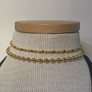 2 chokers Gold & Amber Beaded Necklace